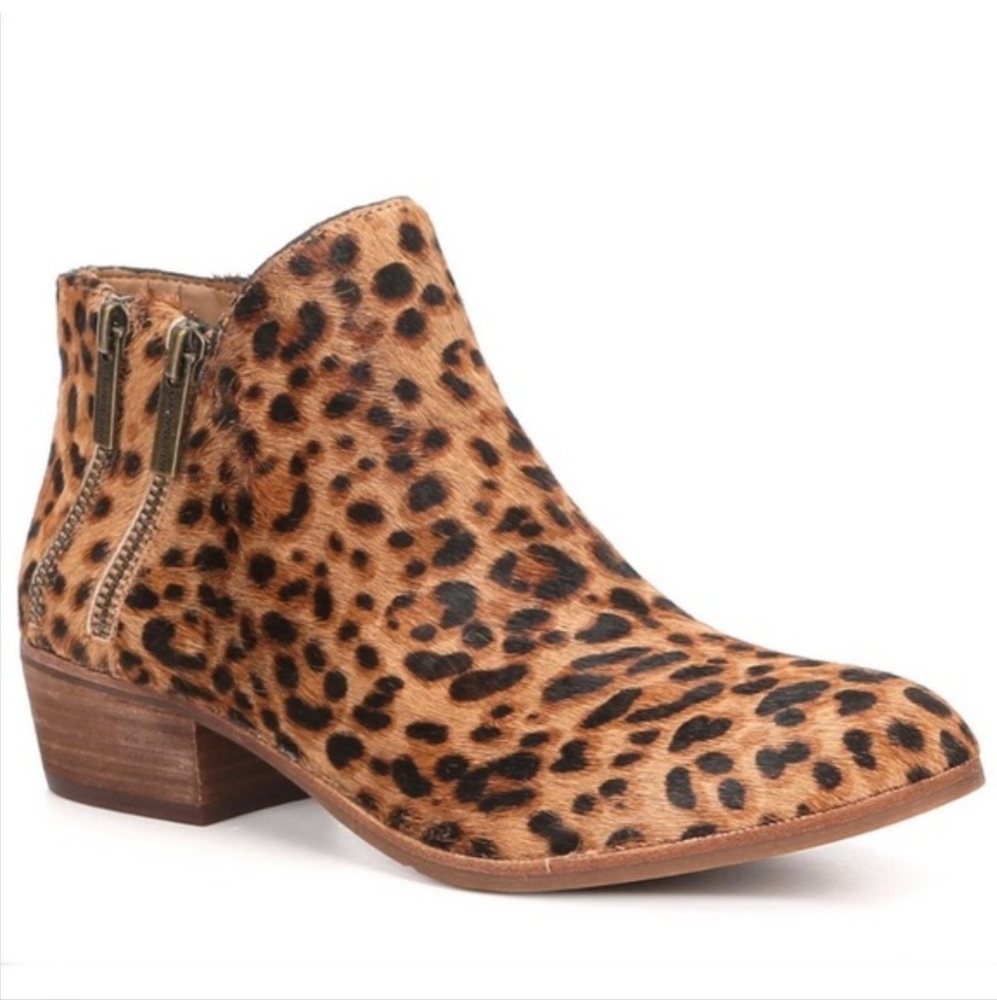 Gianni Bini Boots Ws 6M Leopard Print Zip Ankle Bootie Genuine Leather Fur